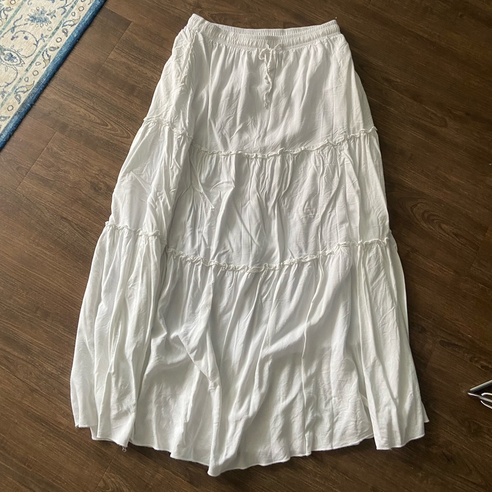 White Tiered Maxi Skirt
